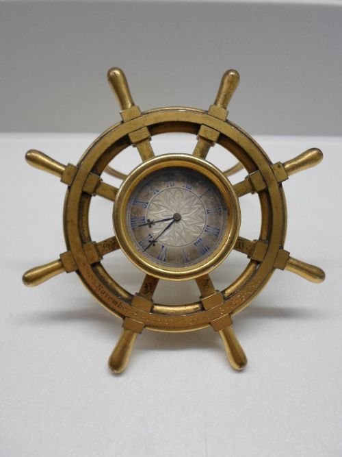 Victorian Gilt Bronze Nautical Desk Clock Howell James & Co 1866