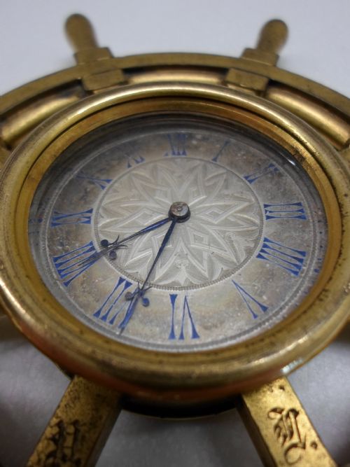 fig 1. VICTORIAN GILT BRONZE NAUTICAL DESK CLOCK HOWELL JAMES & CO 1866
