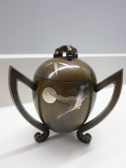 fig 1. JAPANESE BRONZE SILVER INLAID KORO BY HATTORI NOGAWA