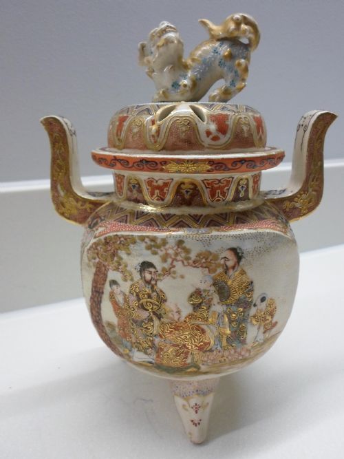 Japanese Satsuma Earthenware Koro and Cover
