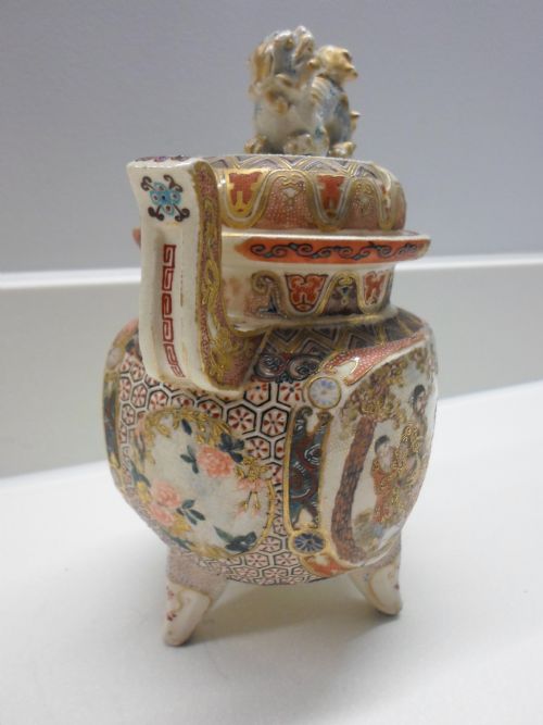 fig 1. JAPANESE SATSUMA EARTHENWARE KORO AND COVER