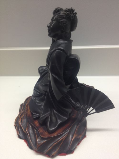 fig 1. LOVELY QUALITY JAPANESE BRONZE GEISHA ON STAND MEIJI PERIOD .