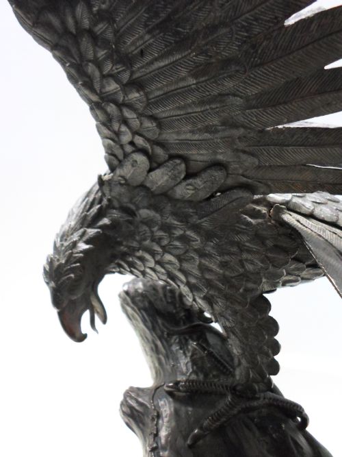 fig 1. LARGE HEAVY JAPANESE BRONZE EAGLE ON BRANCH MEIJI PERIOD