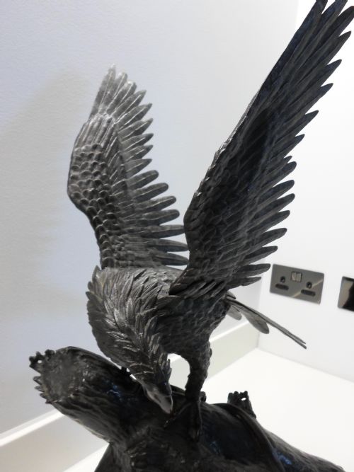 fig 2. LARGE HEAVY JAPANESE BRONZE EAGLE ON BRANCH MEIJI PERIOD