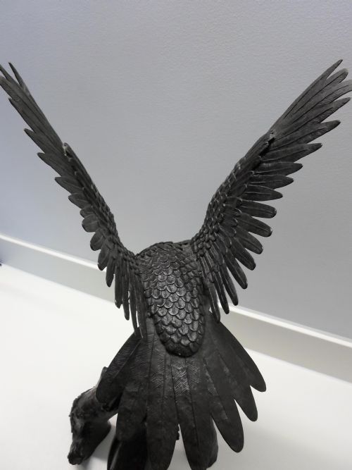 fig 3. LARGE HEAVY JAPANESE BRONZE EAGLE ON BRANCH MEIJI PERIOD