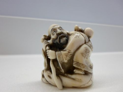 Japanese Signed Ivory Netsuke of an Elder