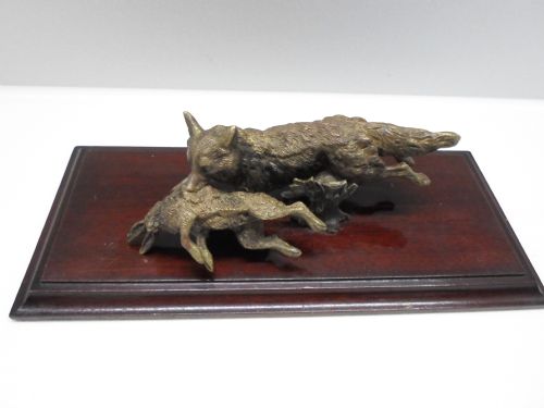 fig 1. BRONZE FOX AND HARE PAPER CLIP POSSIBLY AUSTRIAN BERGMAN