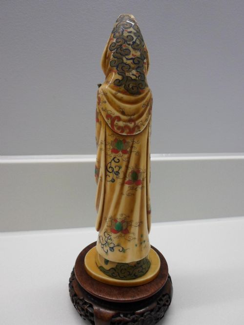 fig 2. RARE 19TH CENTURY JAPANESE PAINTED IVORY OKIMONO OF KANNON (KUAN-YIN)