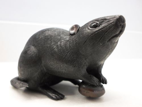Japanese Bronze Okimono of a Rat Signed