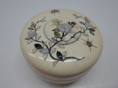 Japanese Ivory Shibayama Lidded Box Meiji Period