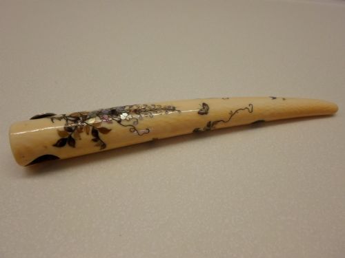 Unusual Japanese Ivory and Shibayama Cigar Cutter