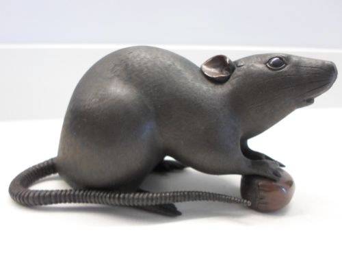 fig 2. LARGE FINEST QUALITY PAIR OF JAPANESE BRONZE RAT OKIMONO'S