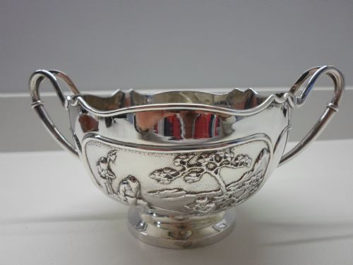 fig 1. CHINESE SILVER ROSE BOWL BY WANG HING