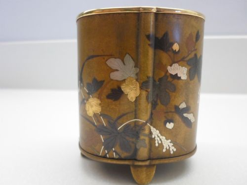fig 1. FINE QUALITY JAPANESE MIXED METAL BRUSH POT BY NAGOWA