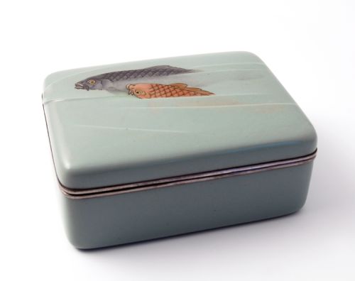 Japanese Moriage Cloisonne Silver Rimmed Box Gonda Hirosuke