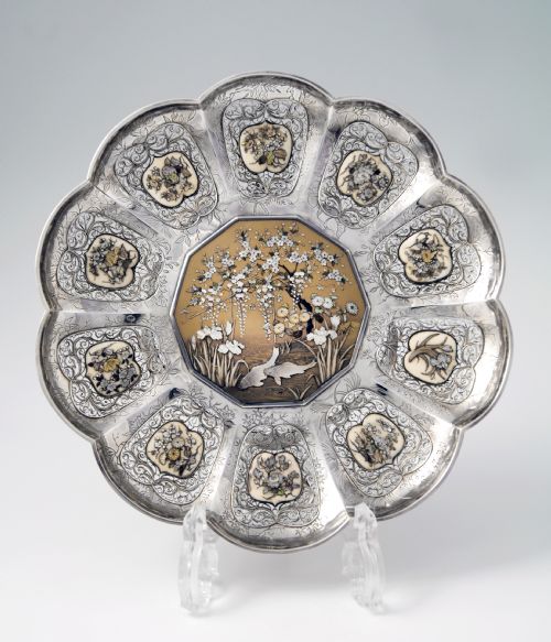 Stunning Japanese Silver and Shibayama Dish