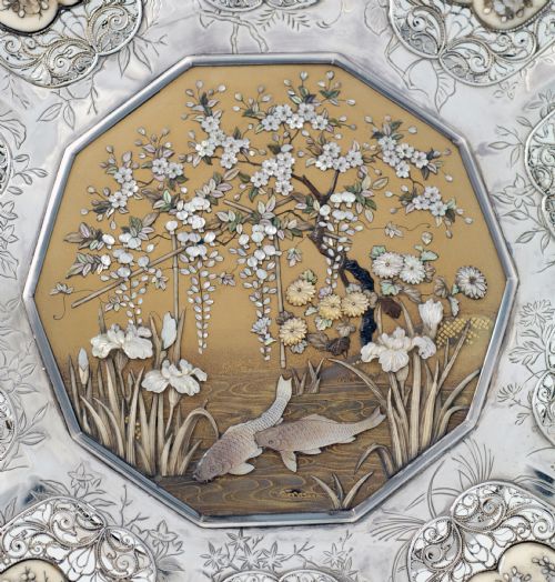 fig 1. STUNNING JAPANESE SILVER AND SHIBAYAMA DISH