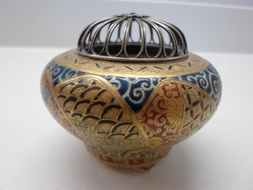 fig 1. JAPANESE IMPERIAL SATSUMA SILVER LIDDED KORO