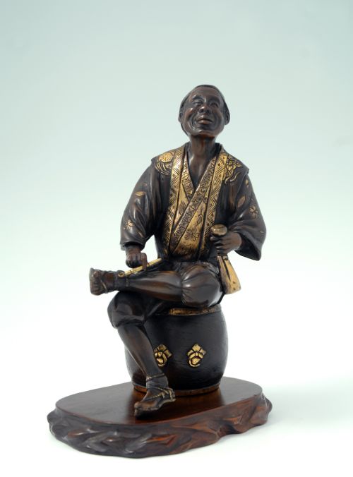 Great Japanese Parcel Gilt Bronze Miyao Style Okimono