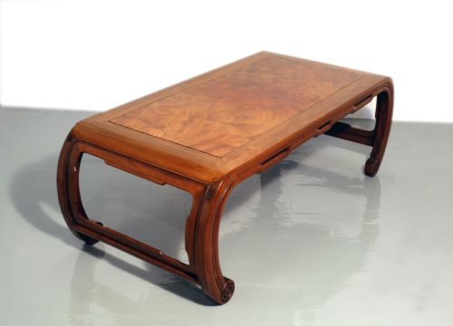 fig 1. 19TH CENTURY CHINESE HARDWOOD BURR TOPPED KANG TABLE