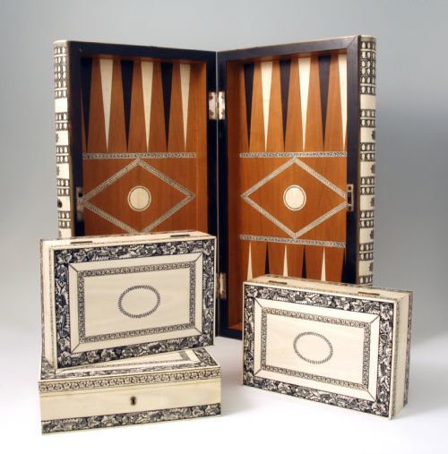 Wonderful Large Vizagapatam Ivory and Horn Games Box