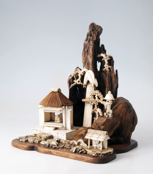 fig 1. CHINESE IVORY AND WOOD TEMPLE GROUP