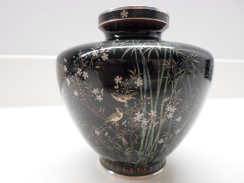 Gold Wire Japanese Cloisonne Vase Meiji Period