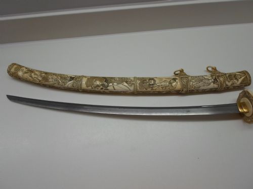 Amazing Quality Japanese Ivory Mounted Sword (Tachi) 16/17th Century Signed Blade