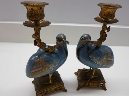 Charming Pair of 18th Century Chinese Cloisonne Censors