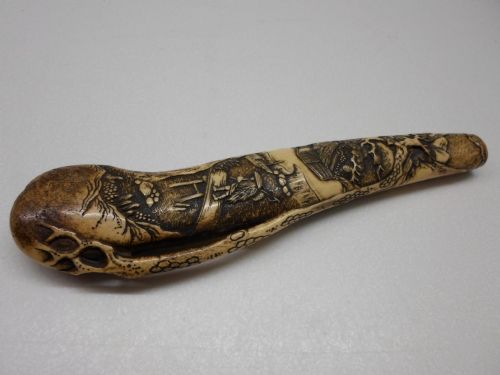 Fine Quality Japanese Stag Antler Kiseruzutsu (Pipe Case)