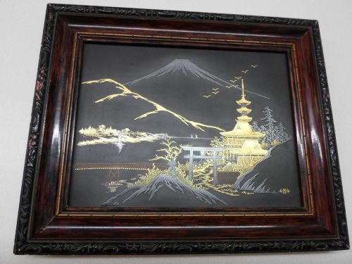 fig 1. PAIR OF FRAMED JAPANESE KOMAI STYLE WALL PLAQUES