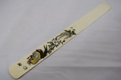 large fine quality japanese ivory shibayama page turner - CATEGORY: ANTIQUE MISCELLANEOUS - DATED 1890