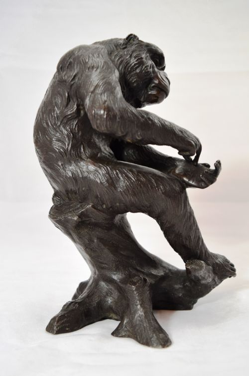 fig 1. CHARMING JAPANESE BRONZE MONKEY OKIMONO