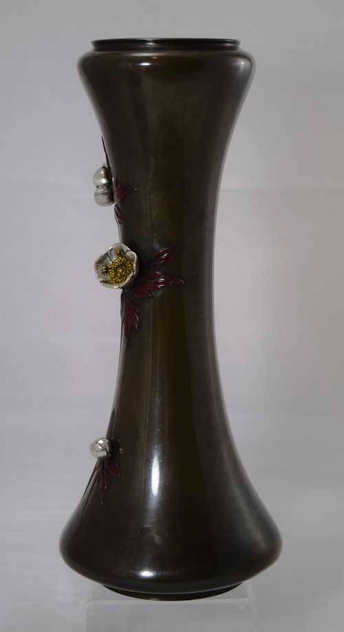 fig 1. STYLISH JAPANESE BRONZE MIXED METAL ONLAID VASE