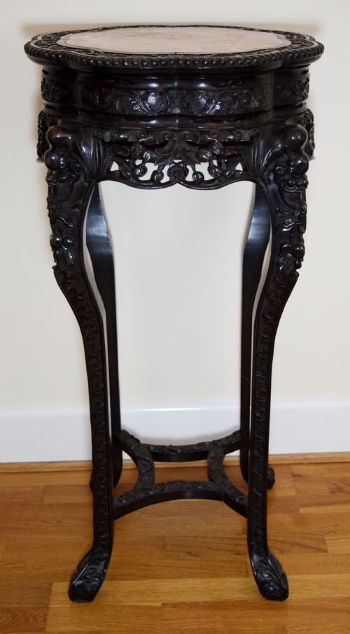 Large Fine Quality Chinese Marble Topped Plant/vase Jardiniere Stand