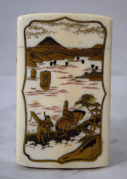 Unusual Japanese Lacquer/shibayama Ivory Card Case