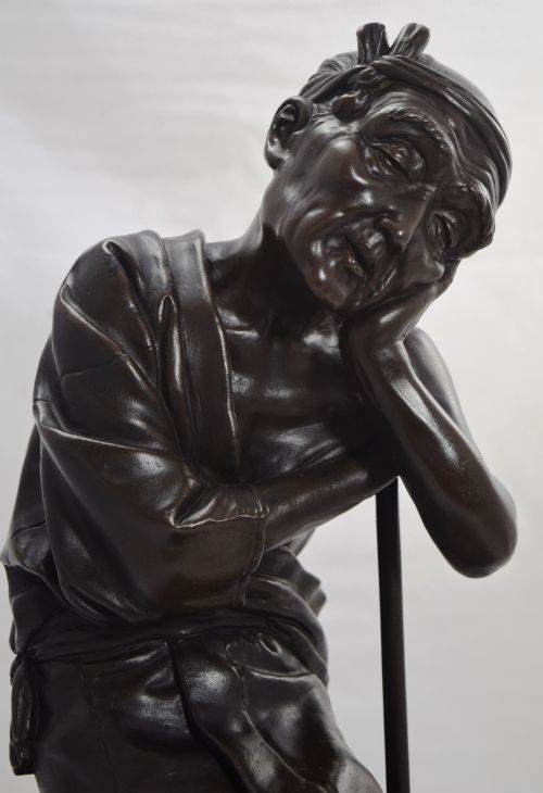 LOVELY LARGE JAPANESE BRONZE OKIMONO FARMER MANNER OF KANIYA KUNIHARU - ADDITIONAL PHOTO 4
