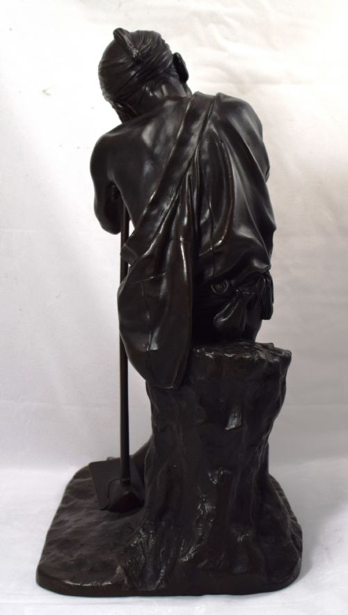 LOVELY LARGE JAPANESE BRONZE OKIMONO FARMER MANNER OF KANIYA KUNIHARU - ADDITIONAL PHOTO 2