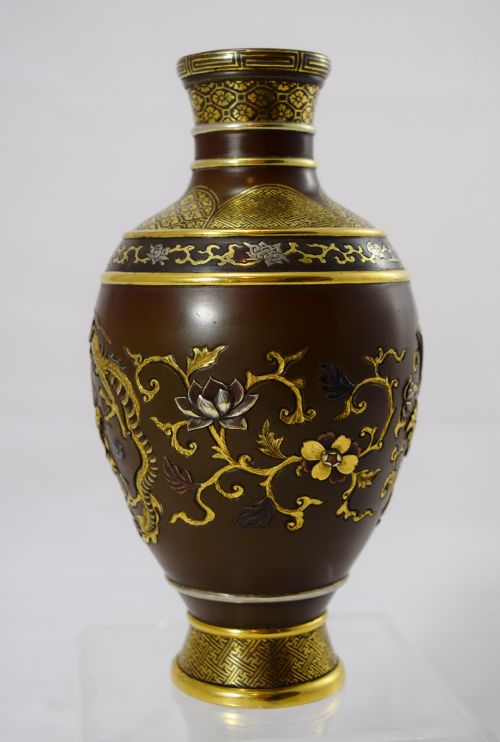 WONDERFUL QUALITY JAPANESE MIXED METAL VASE BY INOUE - ADDITIONAL PHOTO 3