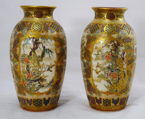 FINE QUALITY PAIR OF MEIZAN JAPANESE SATSUMA VASES - ADDITIONAL PHOTO 1