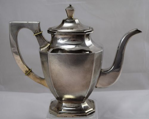 heavy solid silver chinese teacoffee pot nanking - CATEGORY: ANTIQUE SILVER - DATED 1900