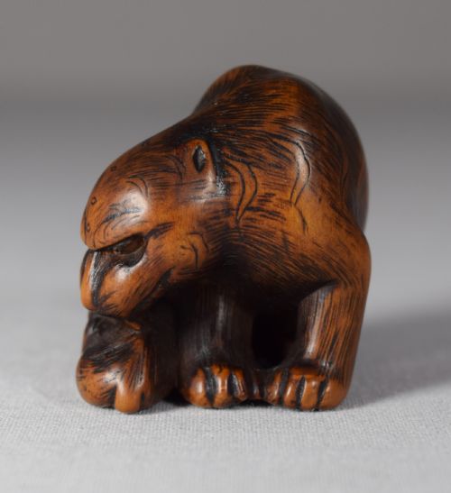 fig 1. FABULOUS 18TH C EDO JAPANESE BOXWOOD NETSUKE TIGER AND CUB