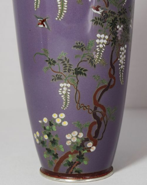 LOVELY QUALITY PAIR OF JAPANESE CLOISONNE VASES MEIJI - ADDITIONAL PHOTO 5