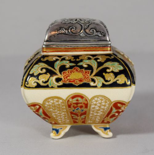 JAPANESE IMPERIAL SATSUMA SILVER TOPPED KORO - ADDITIONAL PHOTO 2
