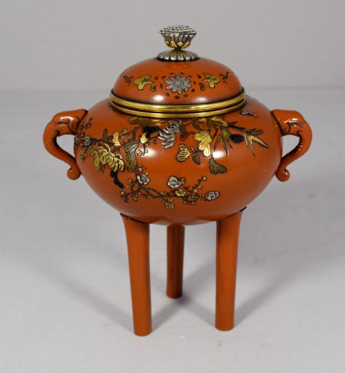 fine quality japanese bronze mixed metal koro signed - CATEGORY: ANTIQUE MISCELLANEOUS - DATED 1890