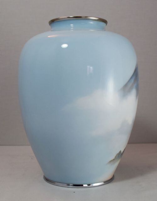 LARGE ANDO JAPANESE CLOISONNE VASE DEPICTING MOUNT FUJI - ADDITIONAL PHOTO 7