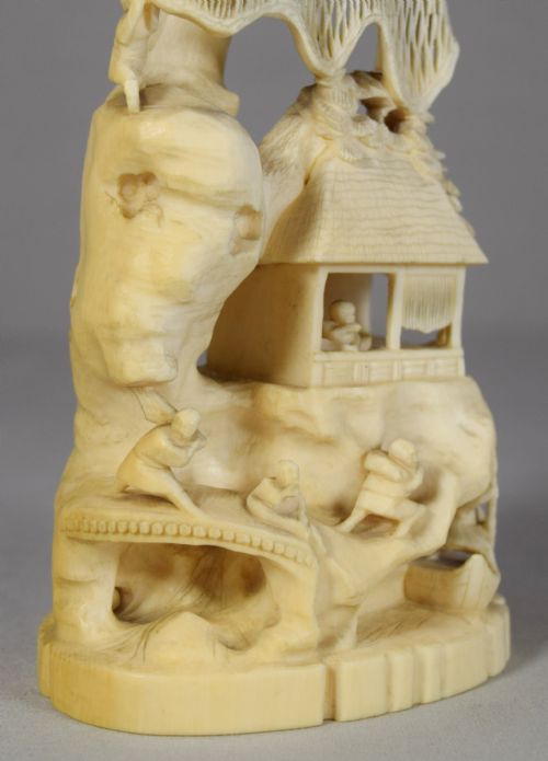 JAPANESE ONE PIECE IVORY OKIMONO FISHERMAN DRYING NETS - ADDITIONAL PHOTO 7