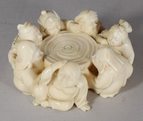 FINE QUALITY HUMEROUS JAPANESE IVORY LUCKY GODS OKIMONO - ADDITIONAL PHOTO 9