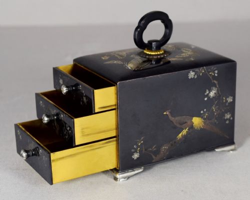 A FINE AND RARE MINIATURE SHAKUDO KODANSU BY NOGAWA - ADDITIONAL PHOTO 4