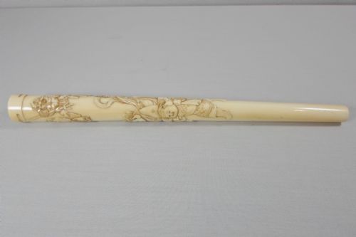 fine quality japanese ivory parasol handle 7 lucky gods - CATEGORY: ANTIQUE MISCELLANEOUS - DATED 1900